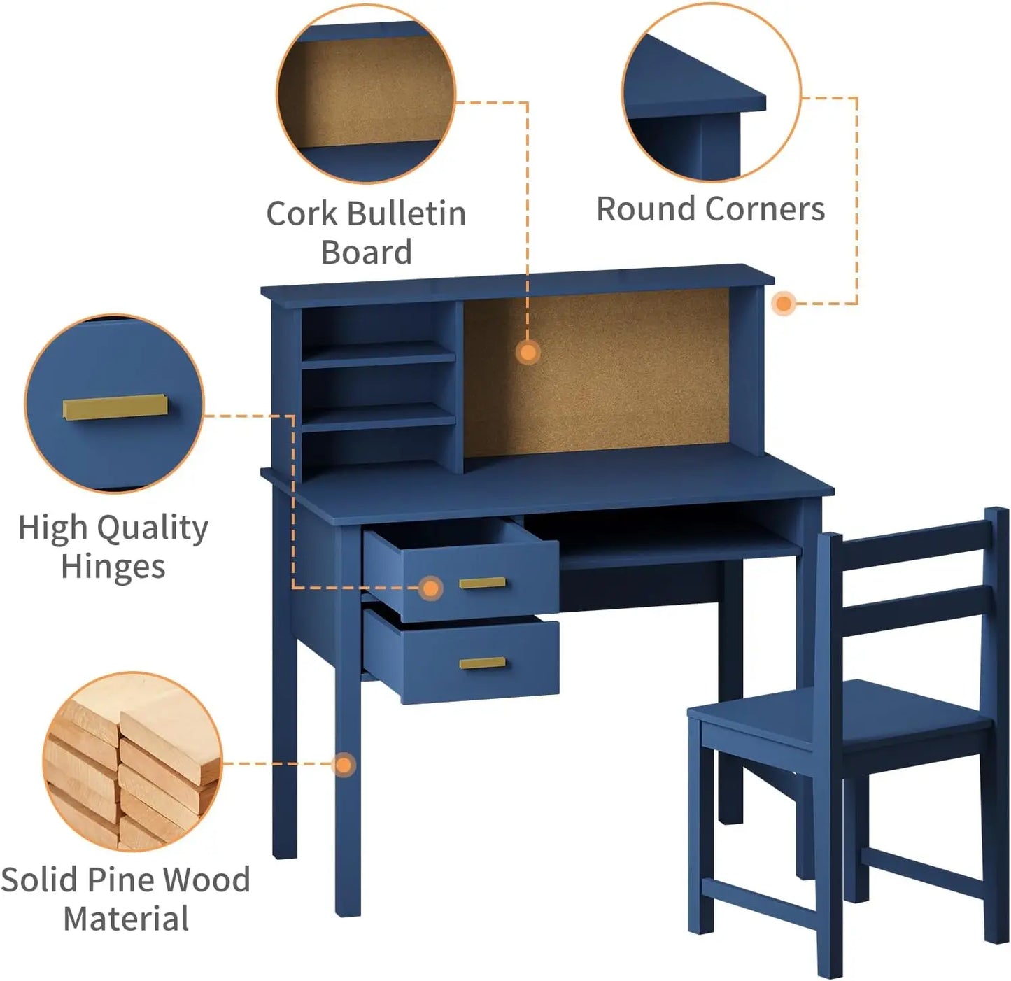 Kids Wooden Study Desk and Chair Set