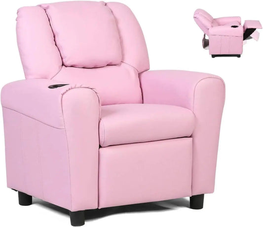 Kids Armrest Recliner Chair with Cup Holder