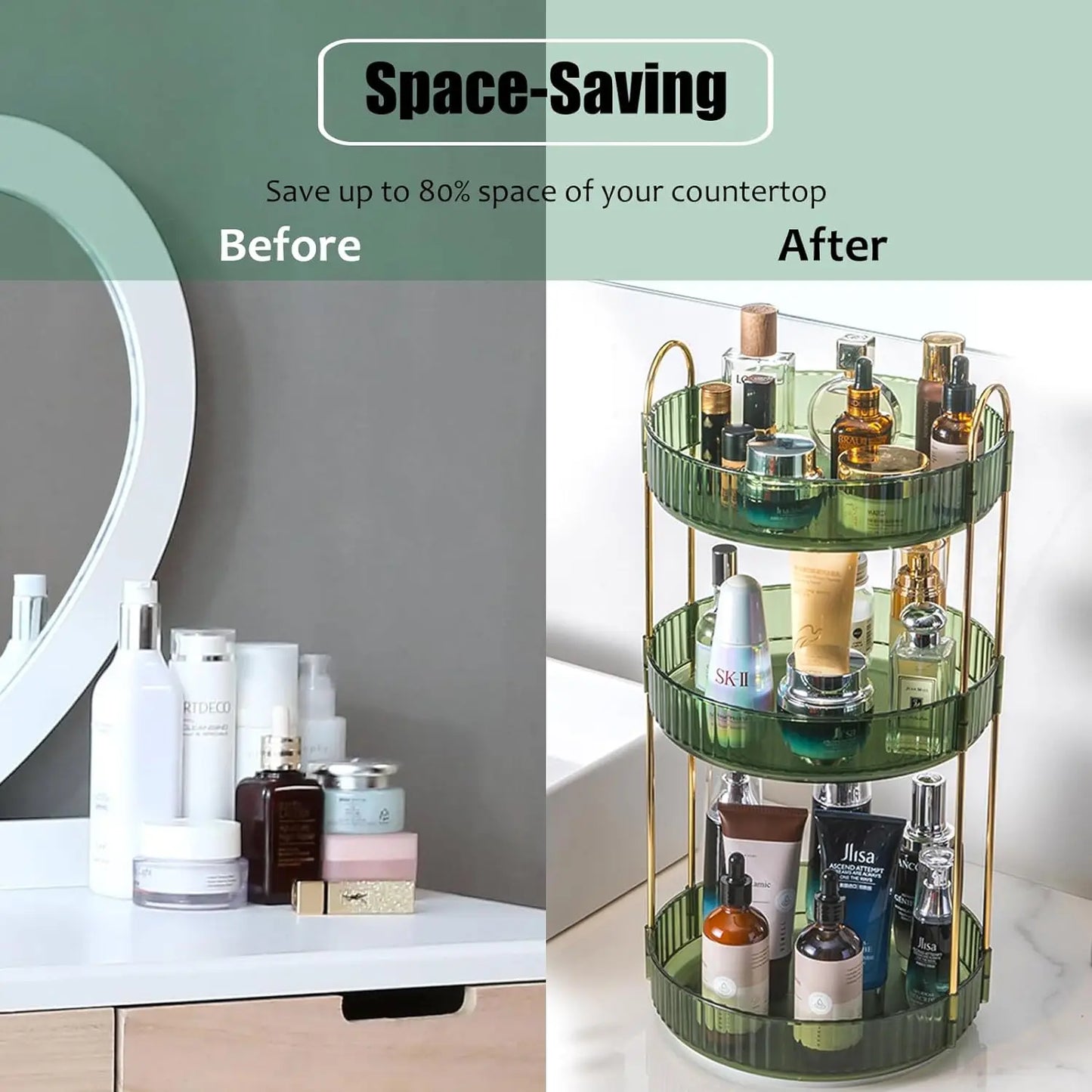 Rotating Makeup Organizer for Vanity-3 Tier
