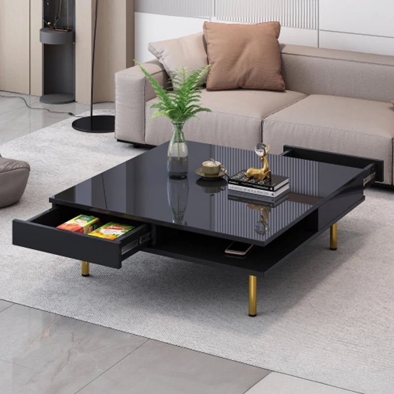 High Gloss Coffee Table Small Drawers