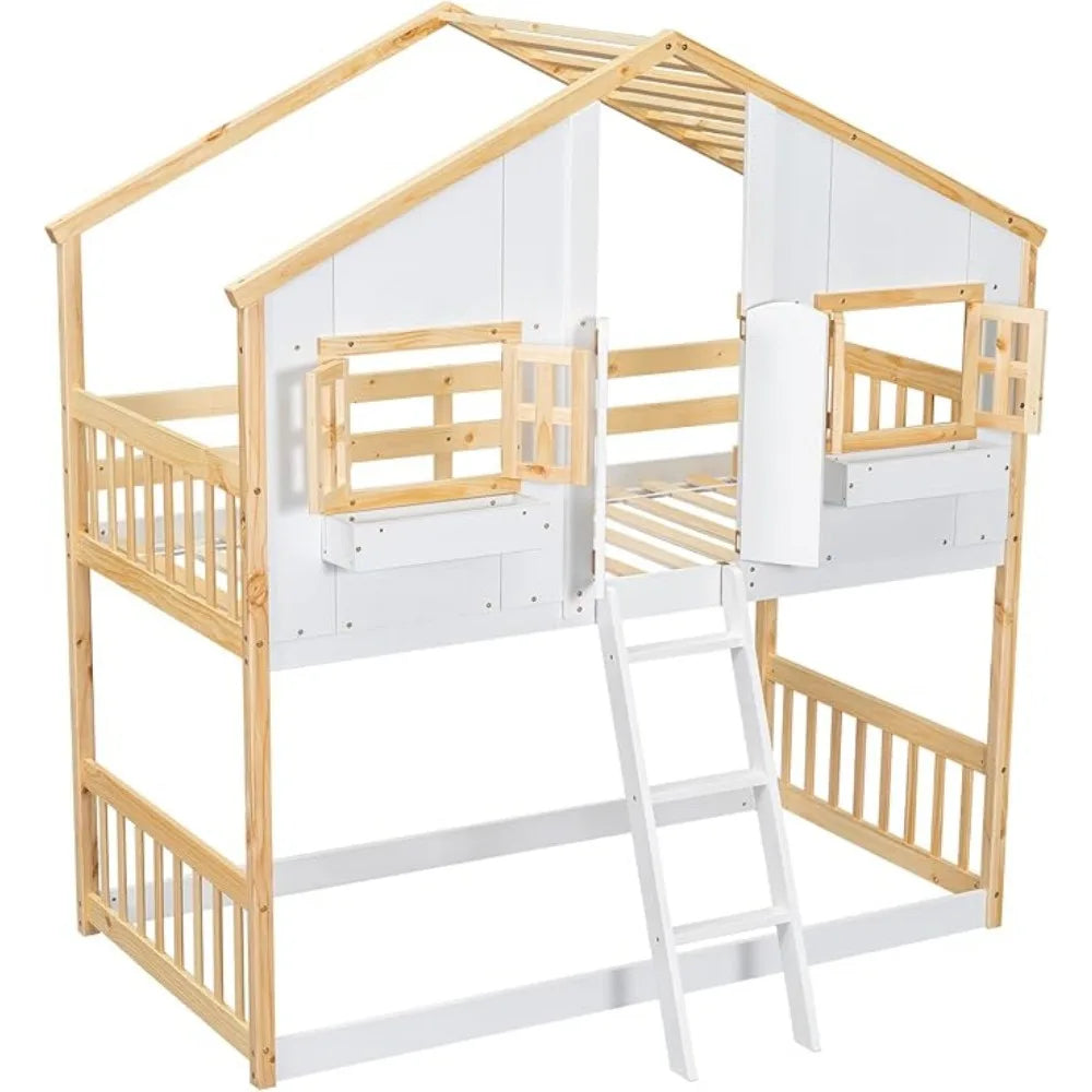 Wooden Bunk Bed Twin Over Twin House