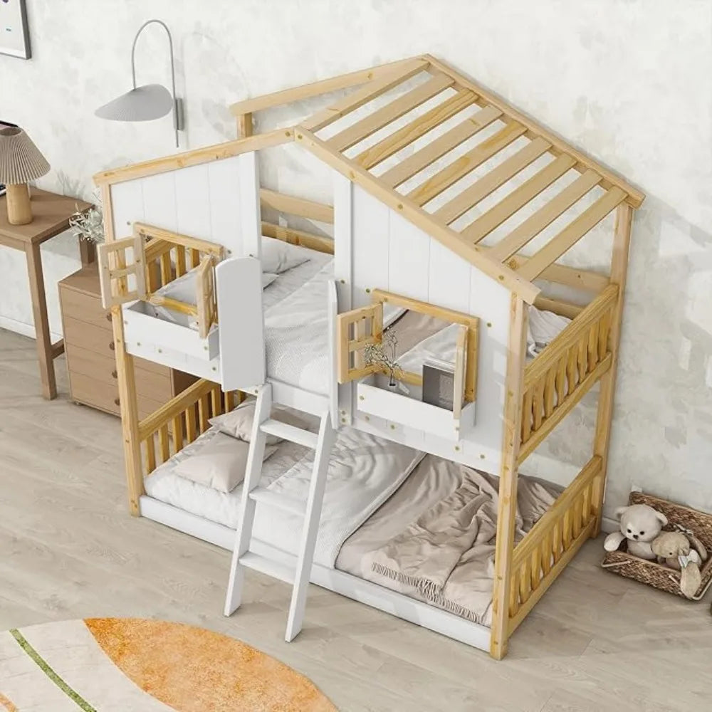 Wooden Bunk Bed Twin Over Twin House