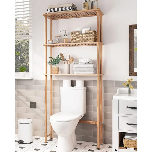 Over The Toilet Storage Shelf Bamboo Organizer