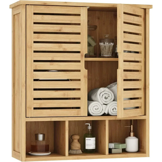 Bamboo Bathroom wall mounted toilet style cabinet