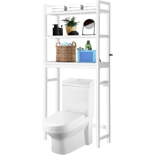 Over The Toilet Storage Bamboo Cabinet Adjustable Organizer