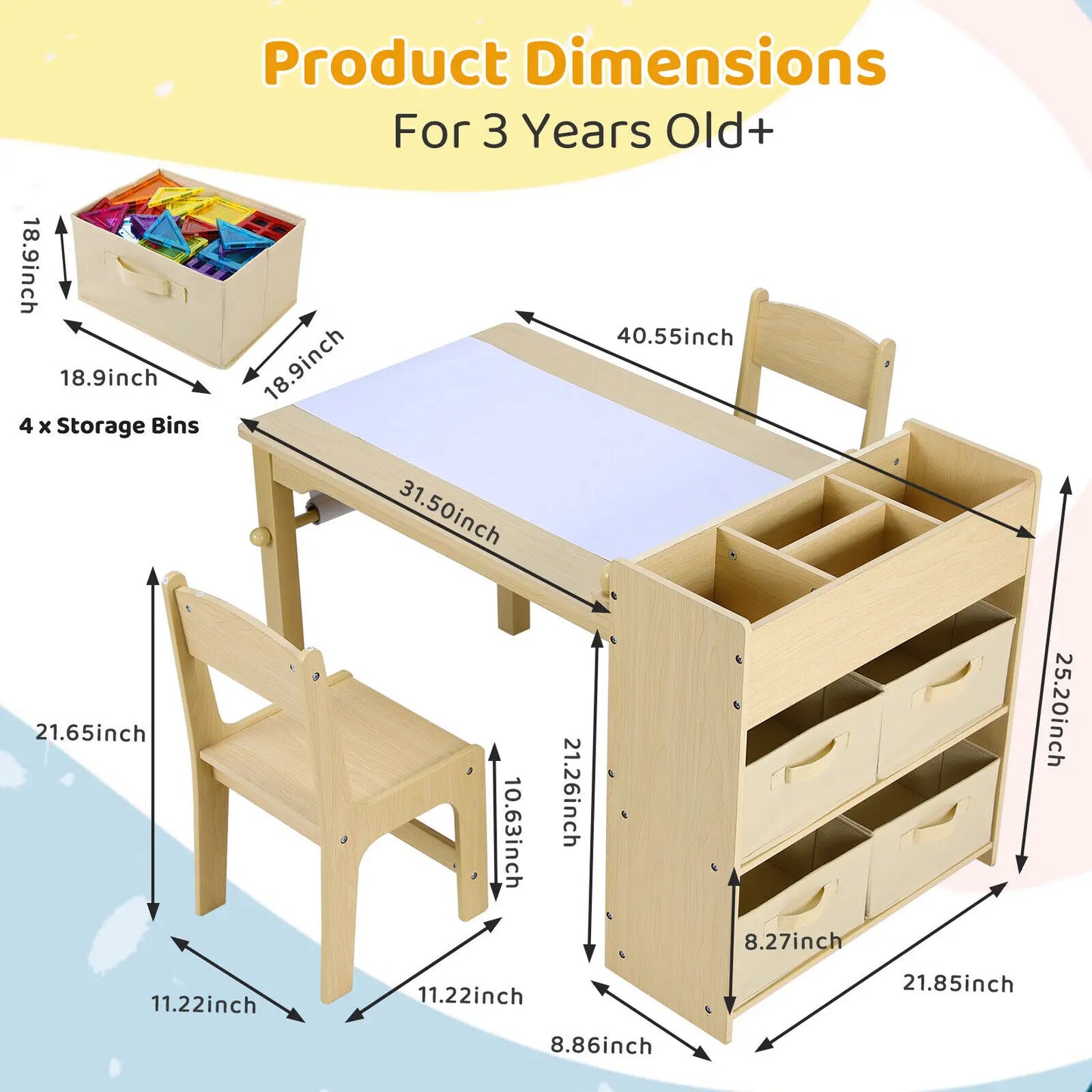 Kids Art Table for crafts and storage