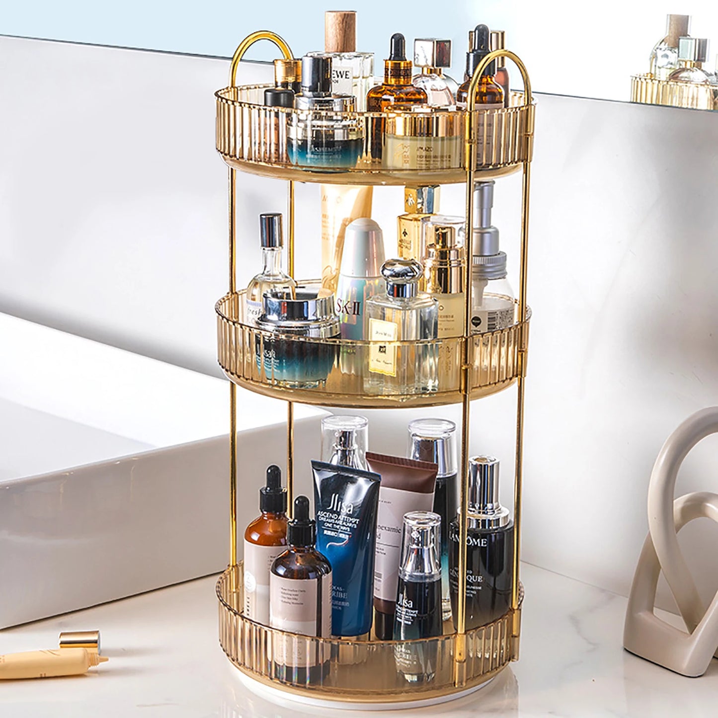 Rotating Makeup Organizer for Vanity-3 Tier
