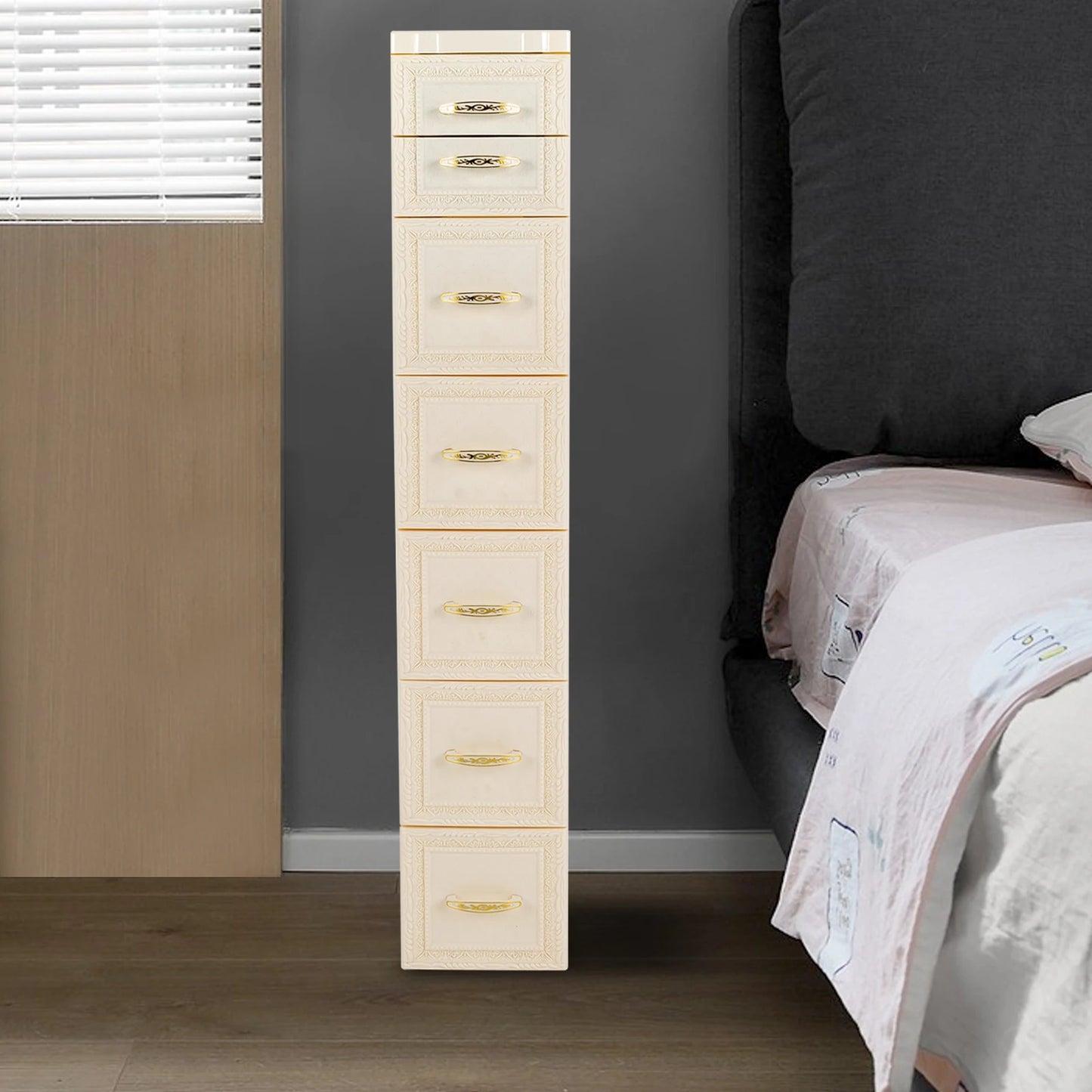 White 6-drawer Bathroom Floor Storage Cabinet Unit