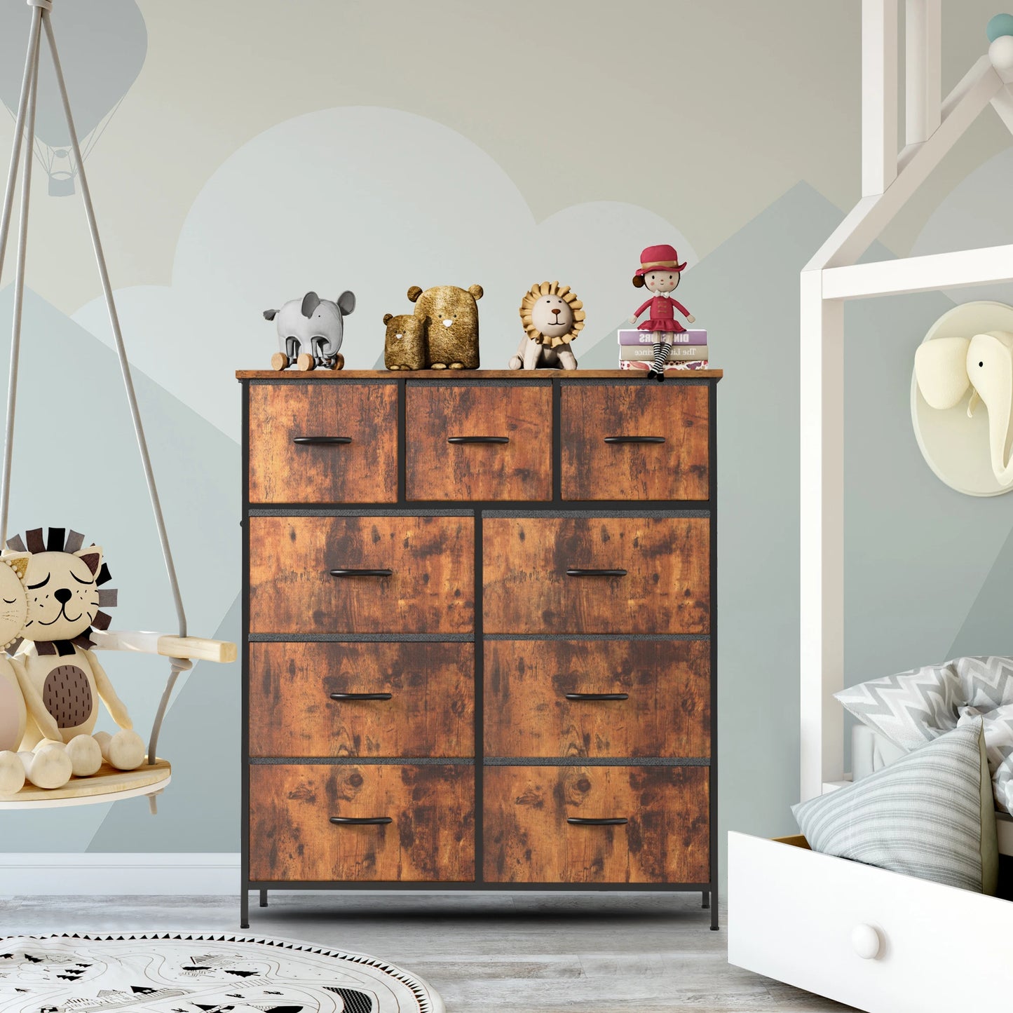 Dresser For Bedroom With 9 Fabric Drawers