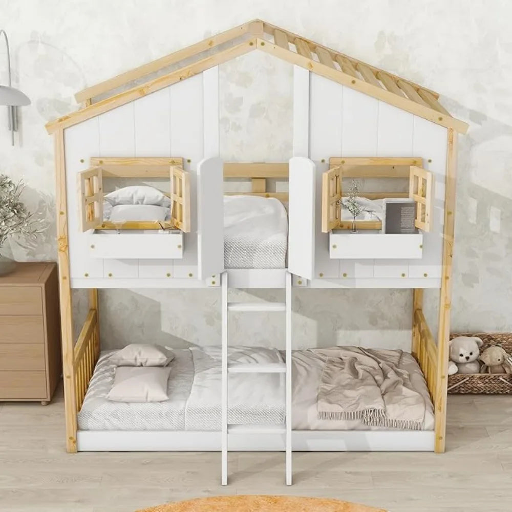 Wooden Bunk Bed Twin Over Twin House