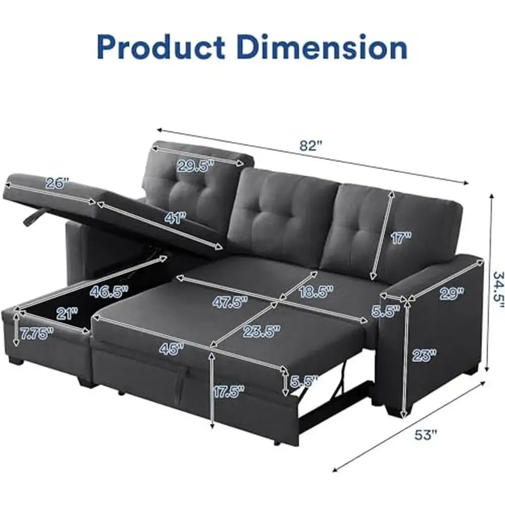 Sleeper Sectional Sofa Bed Couch with Storage