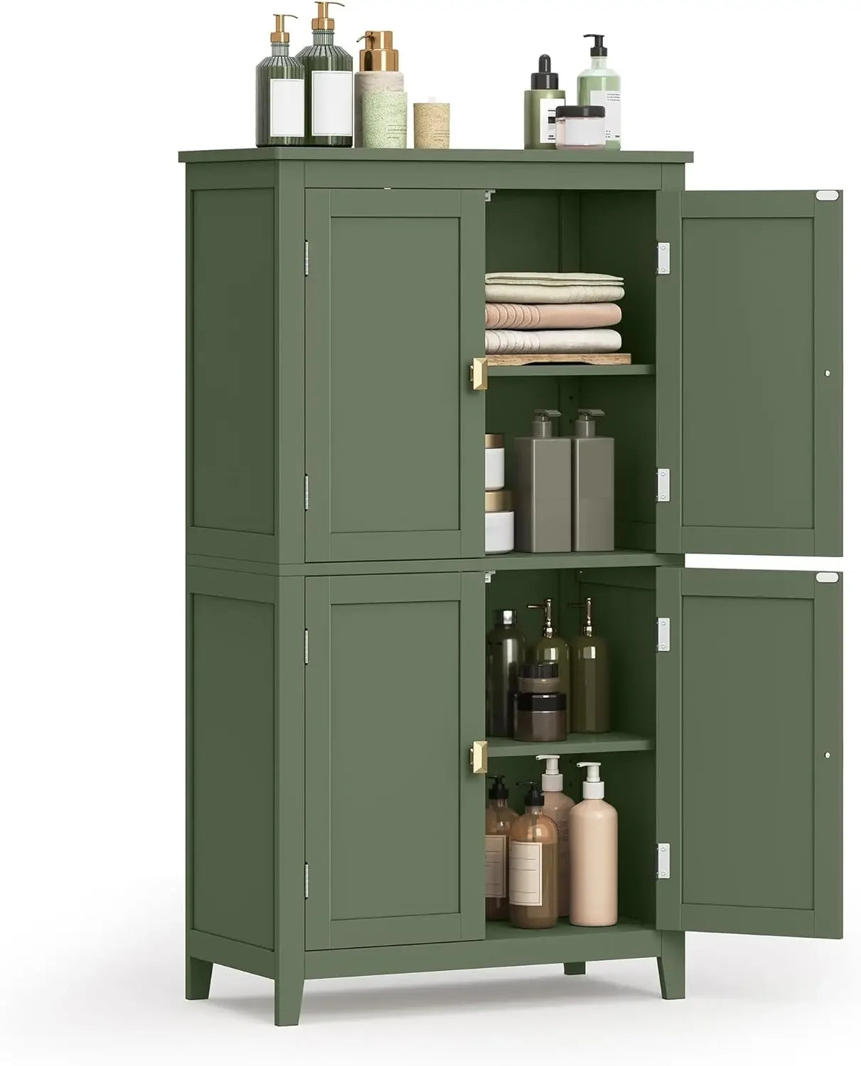 Freestanding Adjustable Shelves Bathroom Floor Storage Cabinet