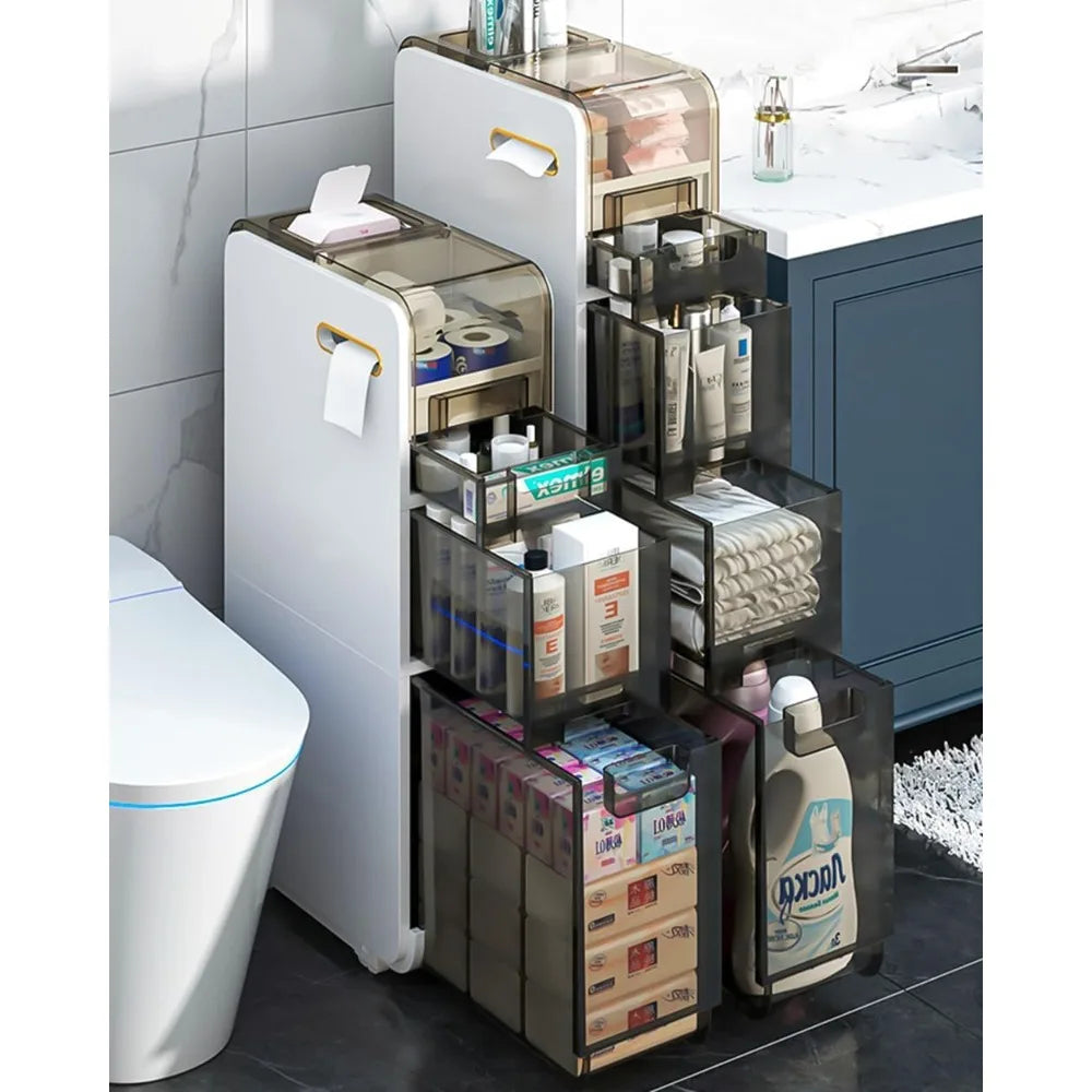 4-Tiers Free Standing Bathroom Floor Storage Cabinet