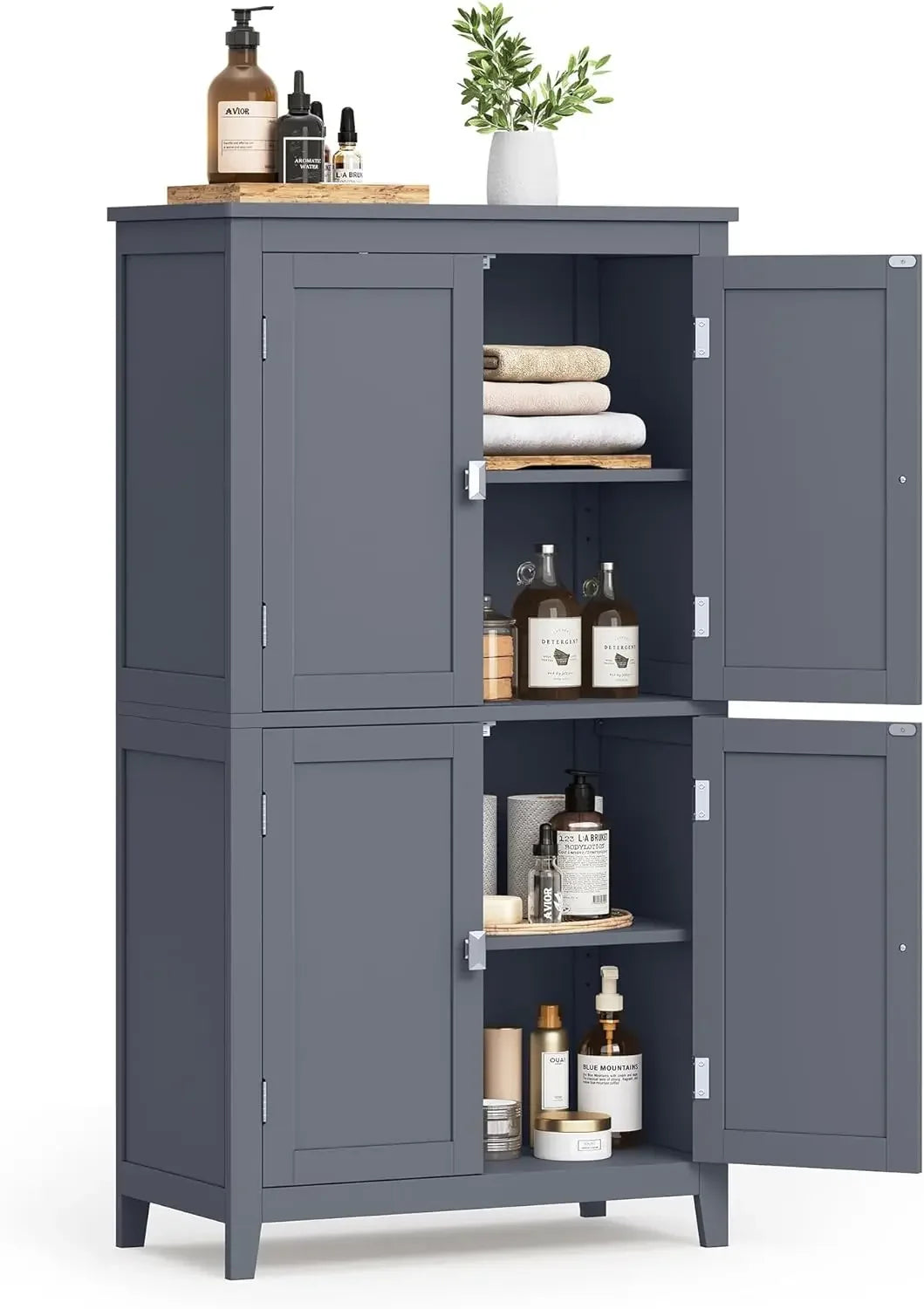 Freestanding Adjustable Shelves Bathroom Floor Storage Cabinet