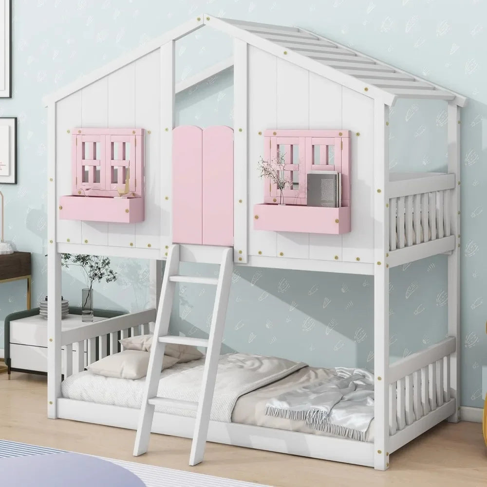 Wooden Bunk Bed Twin Over Twin House