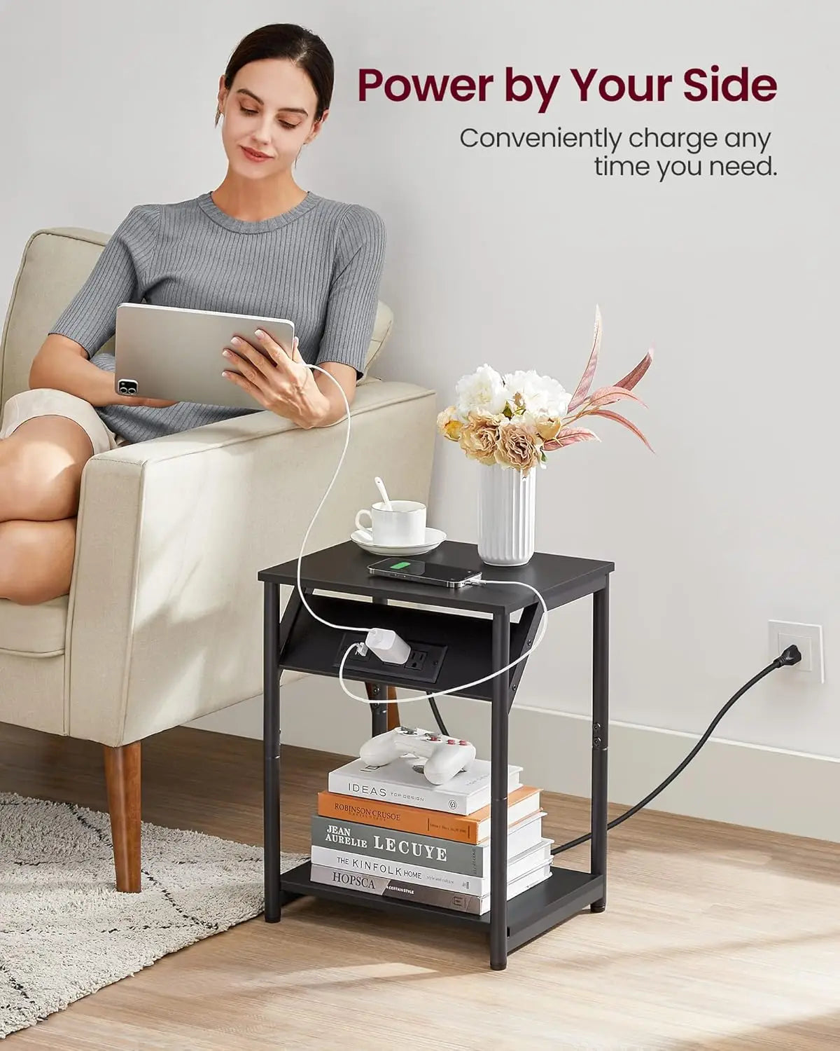 2 Small Side End Table Charging Station