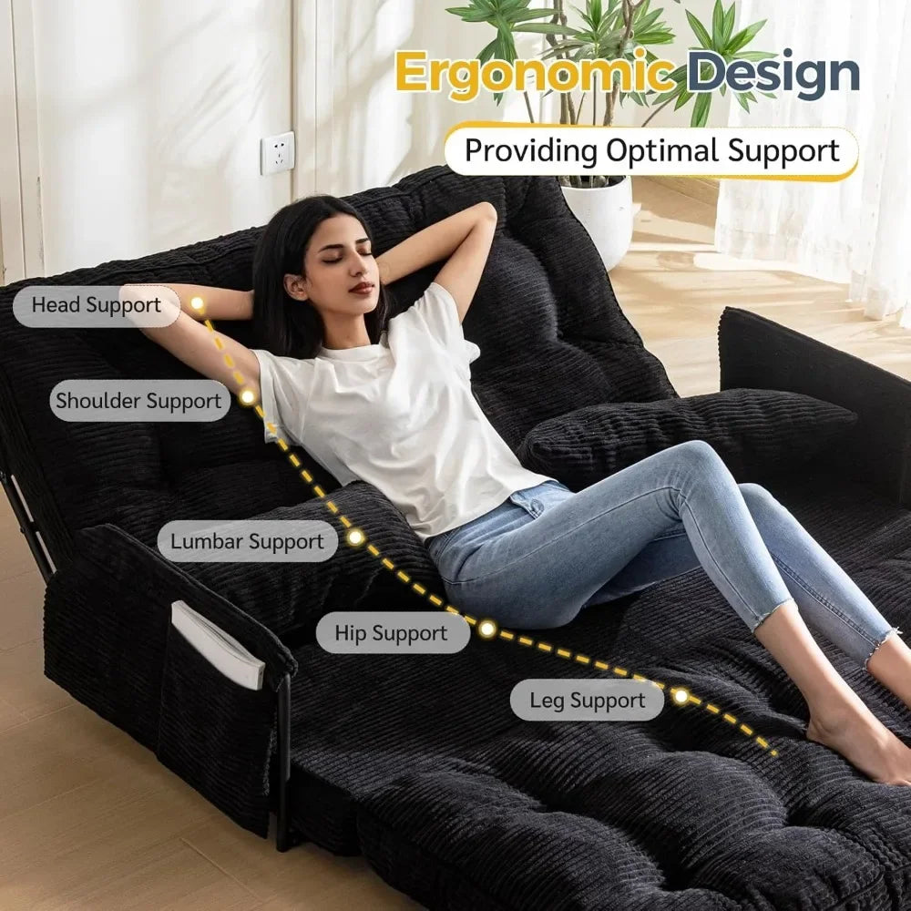 5-Position Foldable Lazy Sofa Sleeper Bed