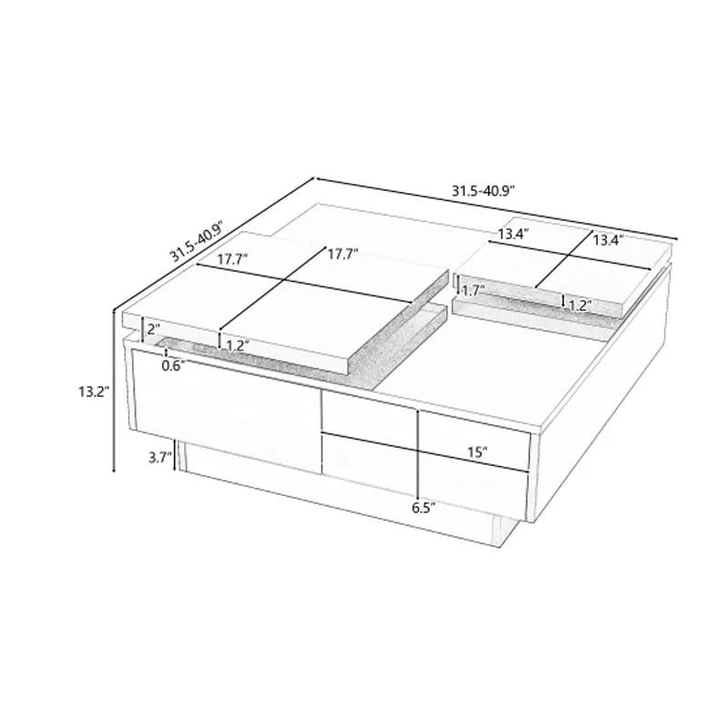 High Gloss Hidden Storage Drawers for Living Room