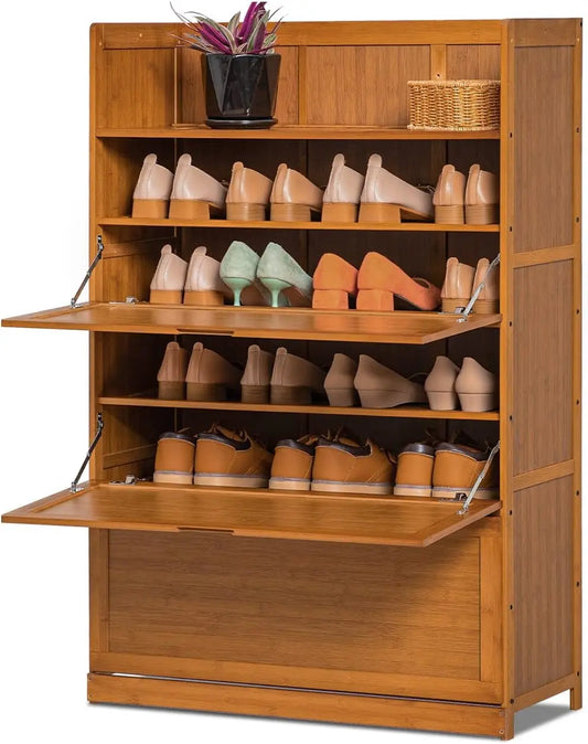 Bamboo 7-Tier Shoe Organizer Rack Storage Cabinet