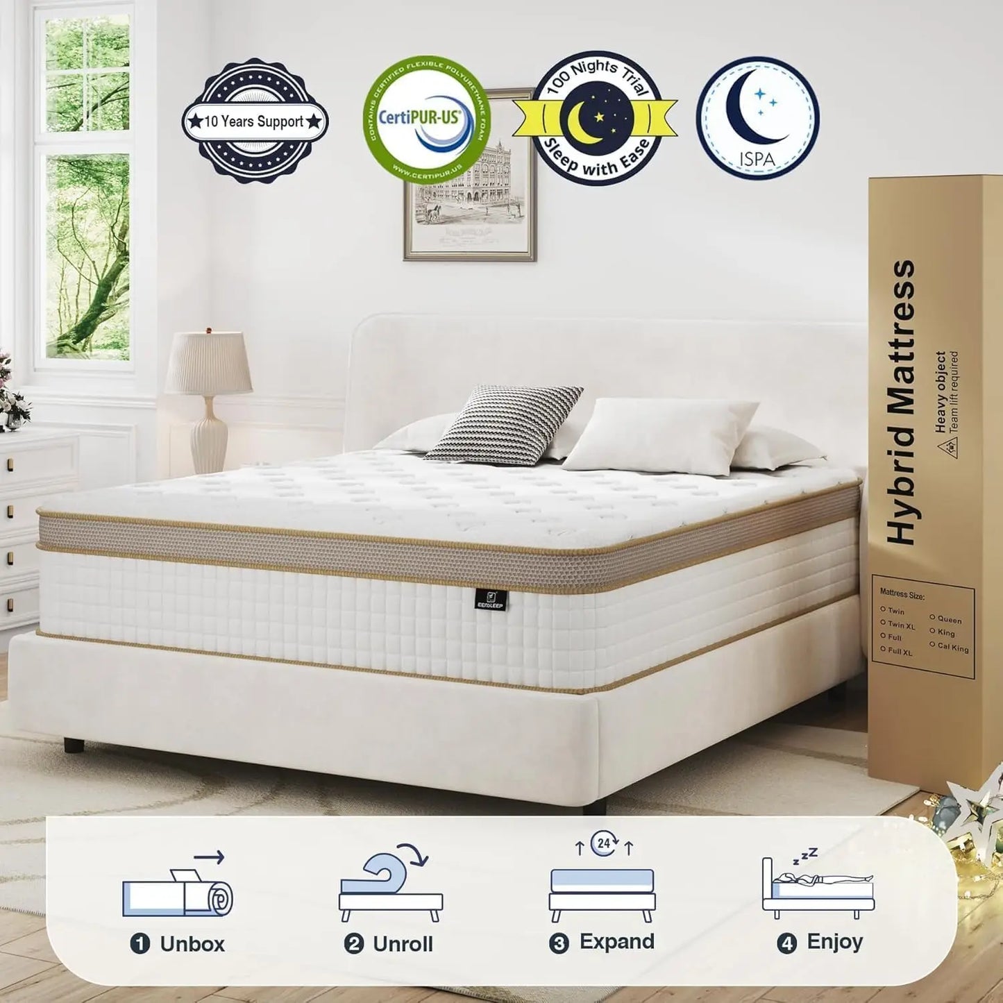 Queen Size Mattress Strengthen Firm 14 Inch Memory Foam