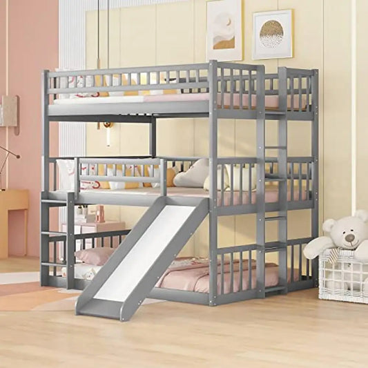 High Quality Triple Bunk Bed with Slide