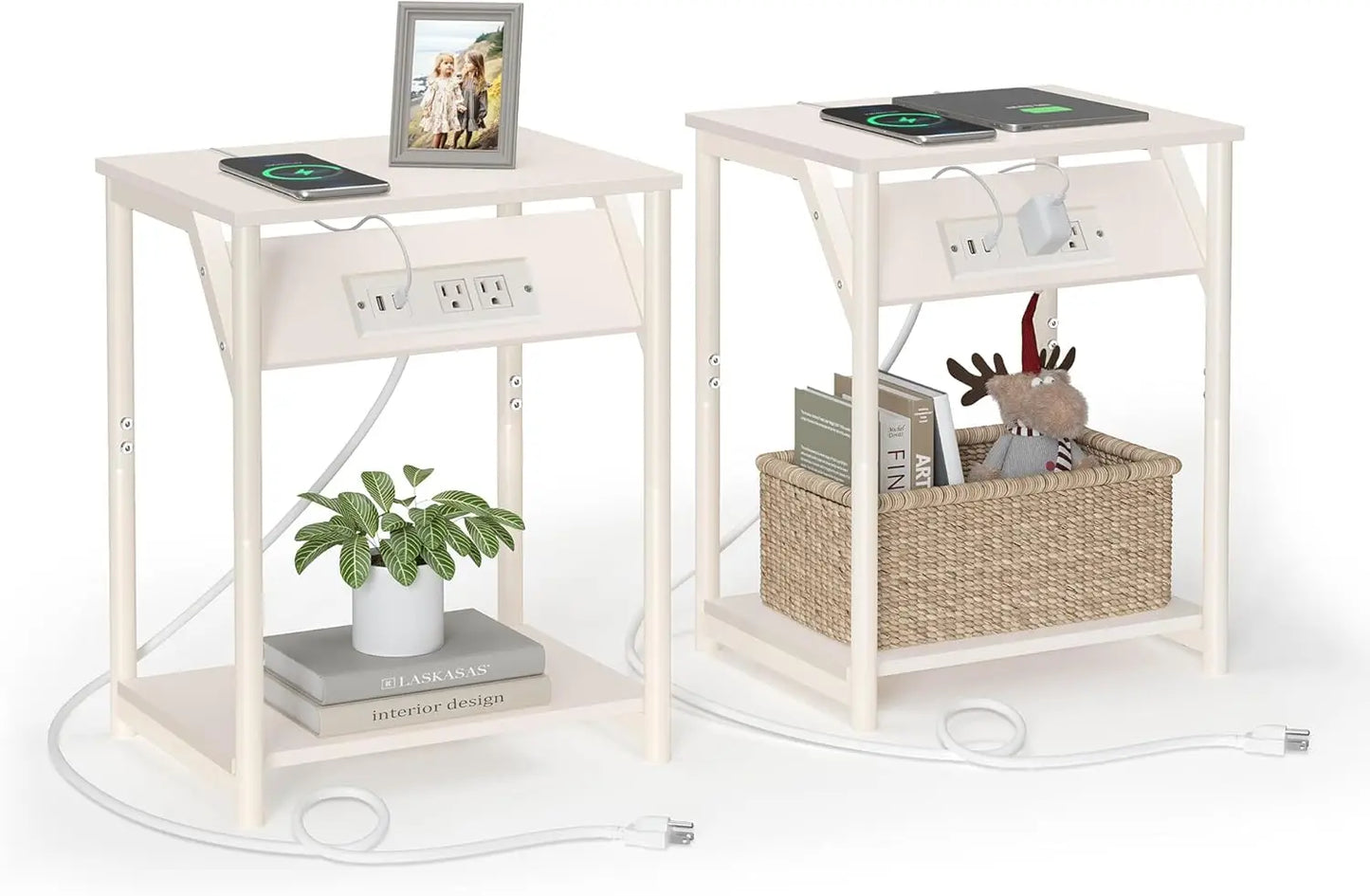 2 Small Side End Table Charging Station