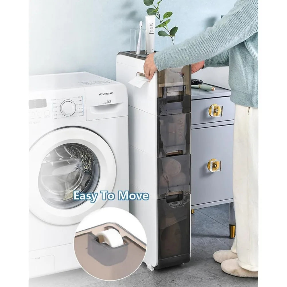 4-Tiers Free Standing Bathroom Floor Storage Cabinet