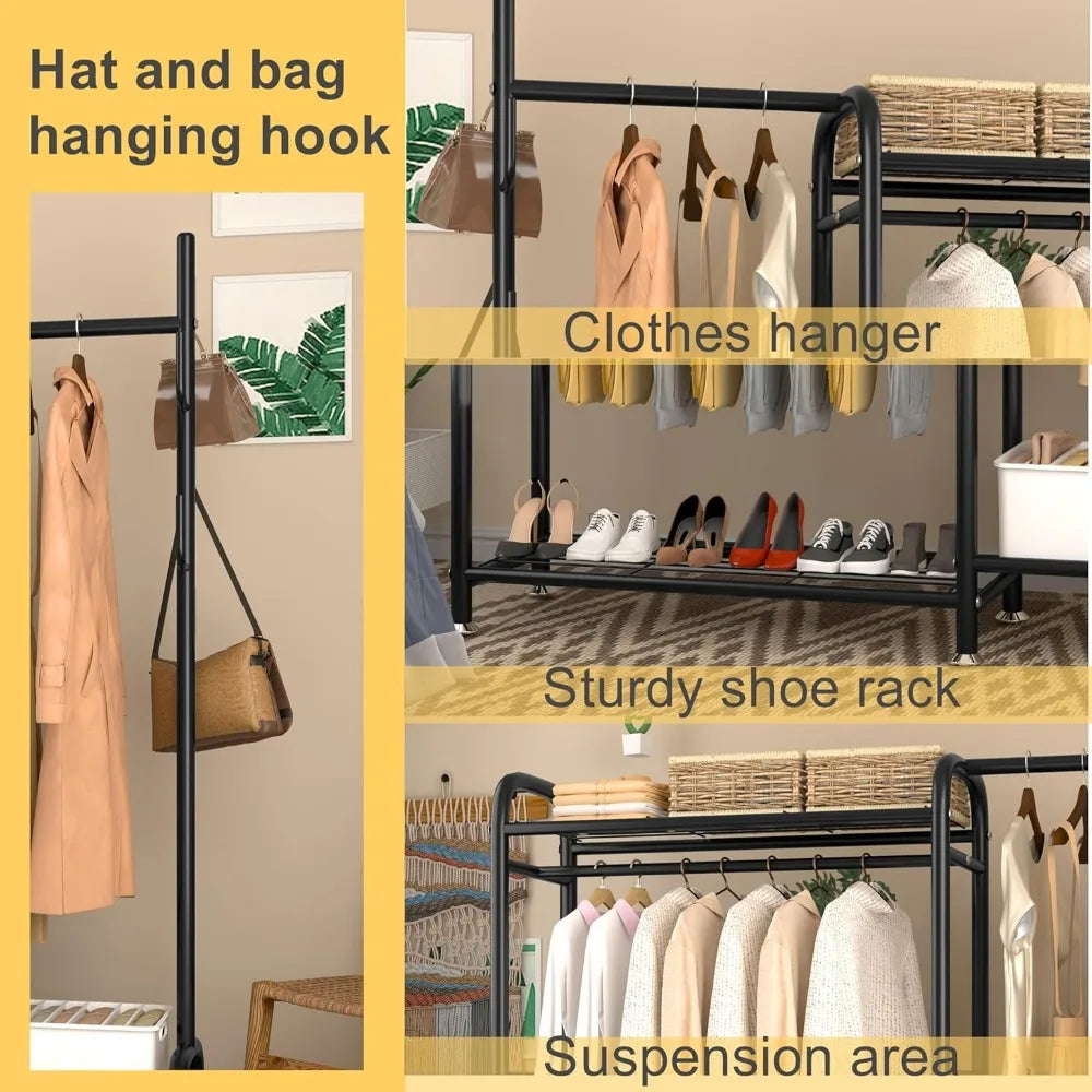 Portable Free Standing Closet Wardrobe  Garment Rack