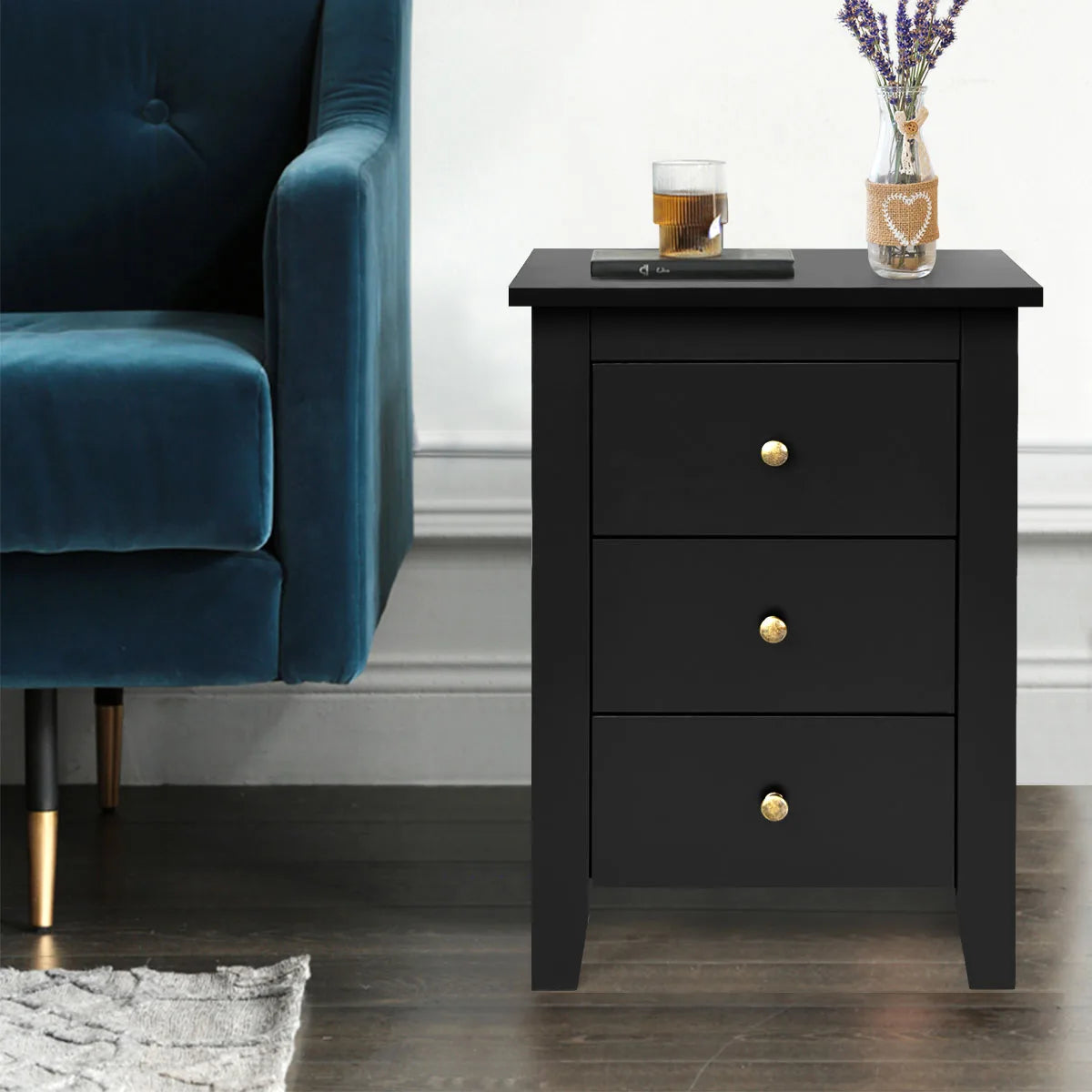 Set of 2 Nightstand End Beside Table