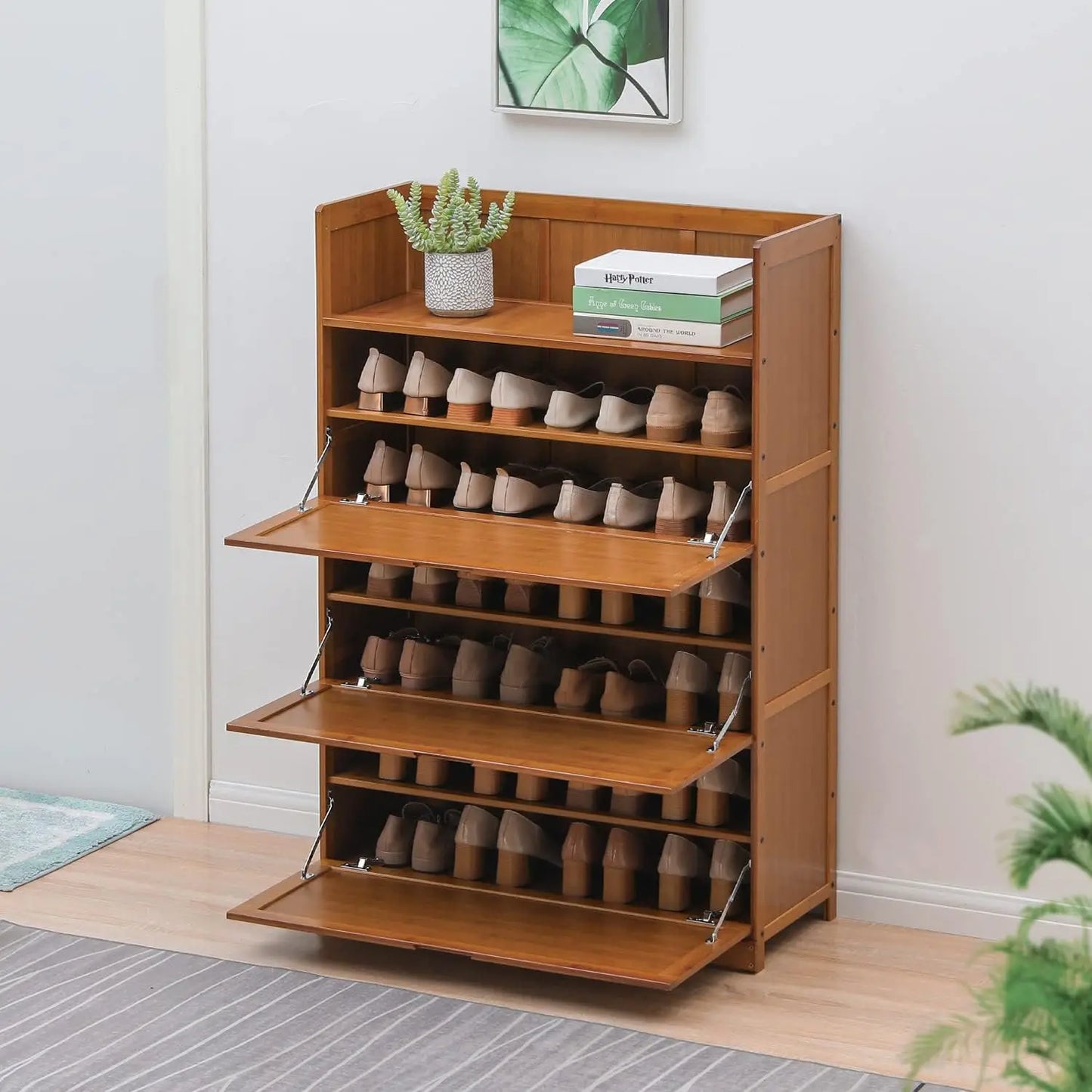 Bamboo 7-Tier Shoe Organizer Rack Storage Cabinet