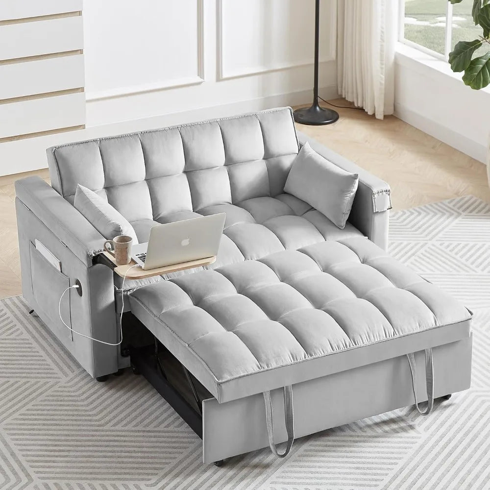 Sofa Bed,3-in-1 Velvet Sleeper Couch