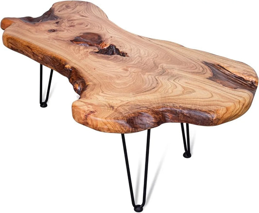 Natural Wood Edge Contemporary Coffee Cocktail Table