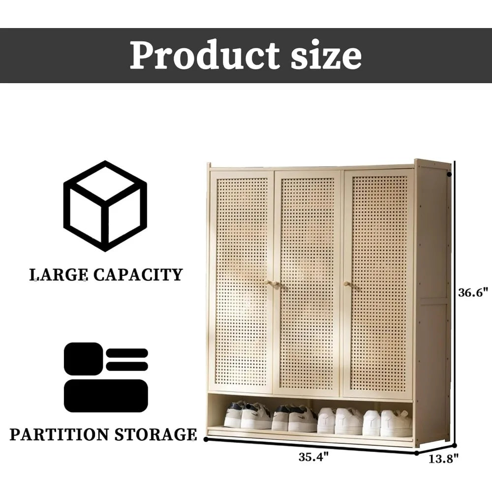 Bamboo Shoe Storage Cabinet Shelf 36-40 Pairs