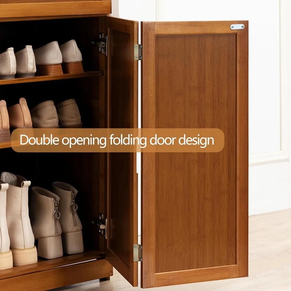 Freestanding Shoe Cabinet with 2 Folding Doors