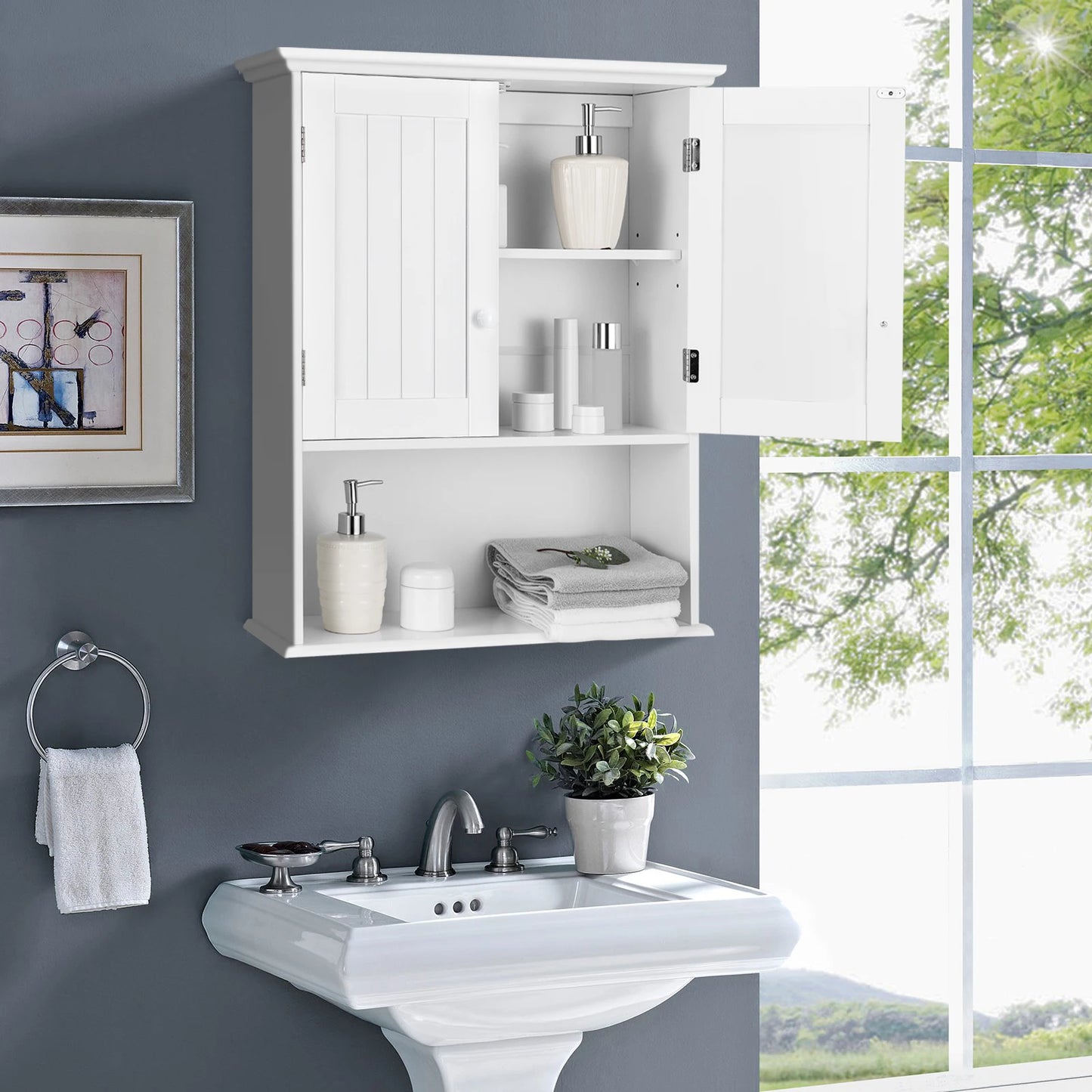 Mounted Bathroom Medicine Cabinet Storage Organizer White