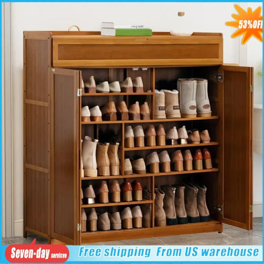 Bamboo shoe cabinet 2 doors, for living room.