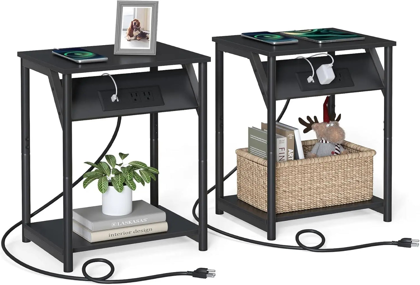 2 Small Side End Table Charging Station