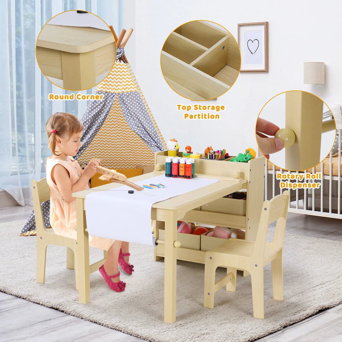 Kids Art Table for crafts and storage