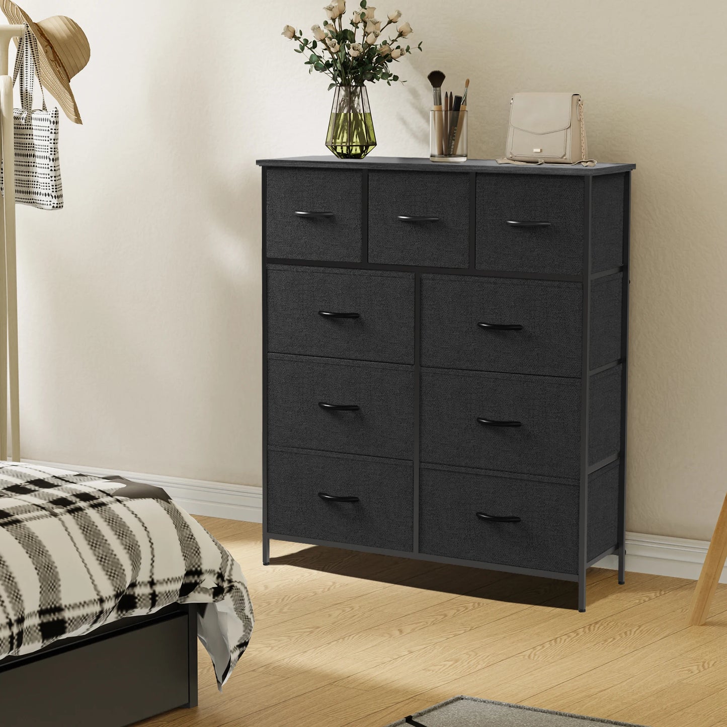 Dresser For Bedroom With 9 Fabric Drawers