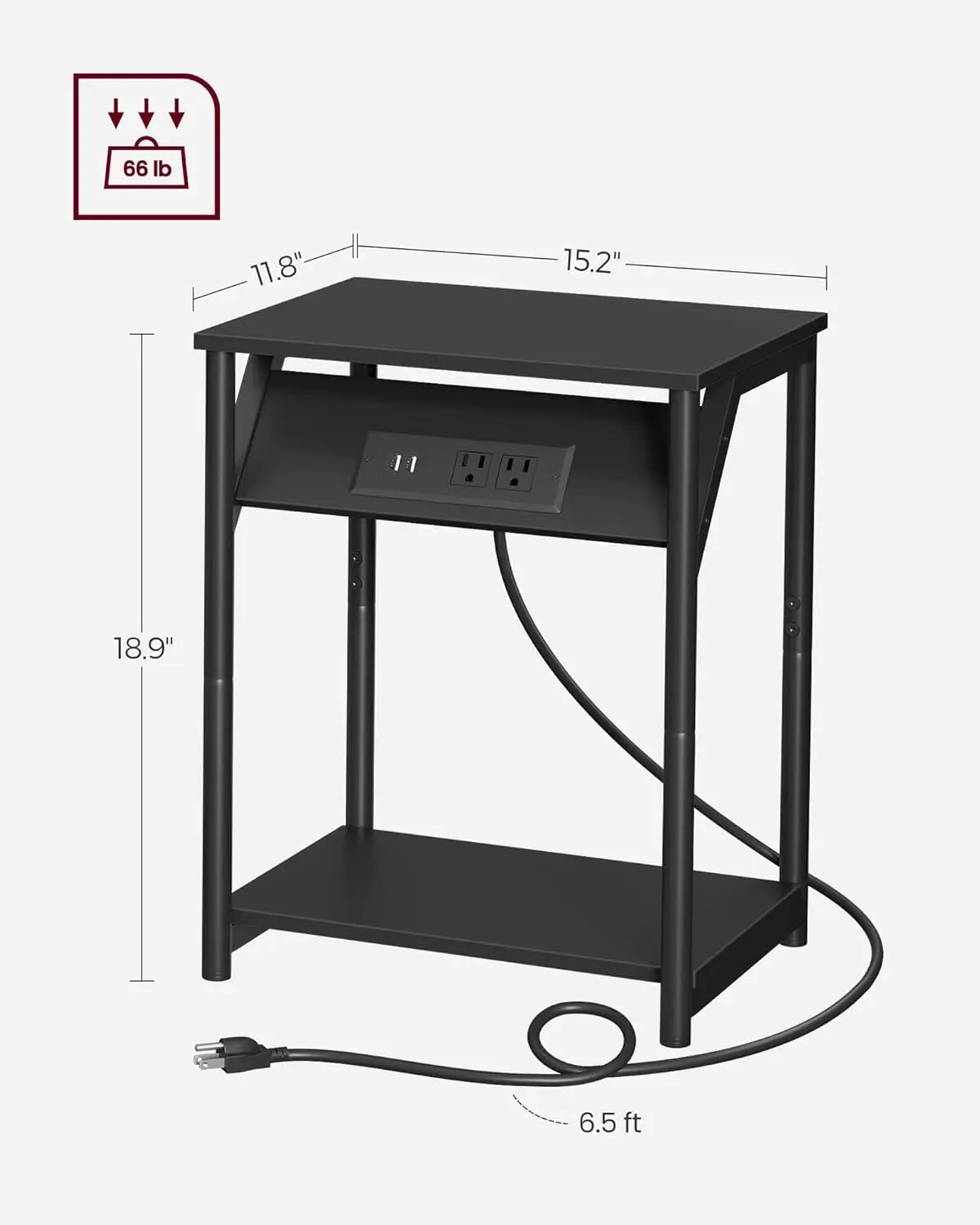 2 Small Side End Table Charging Station