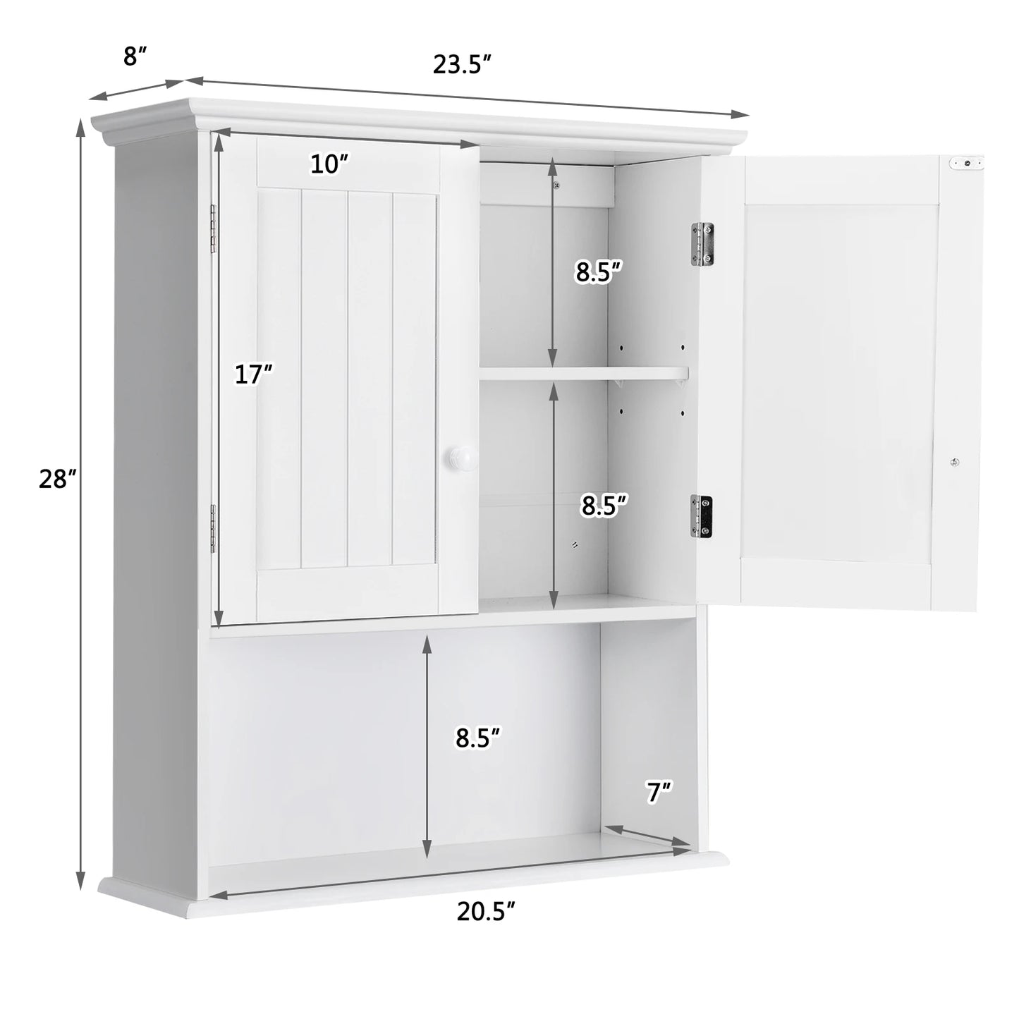 Mounted Bathroom Medicine Cabinet Storage Organizer White