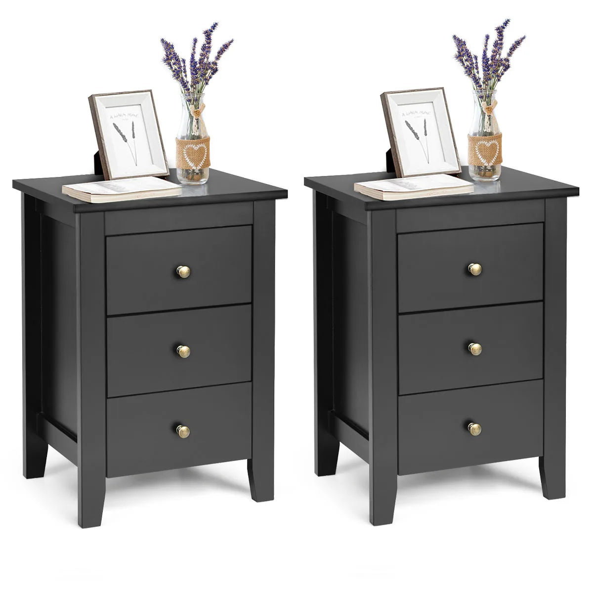 Set of 2 Nightstand End Beside Table