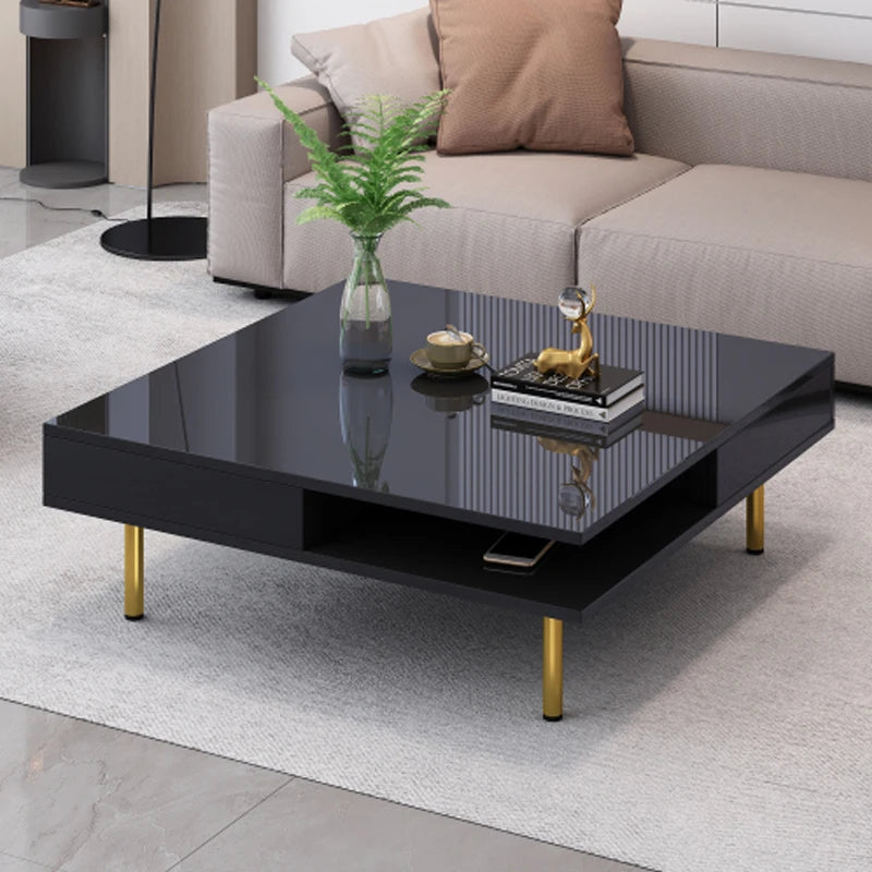 High Gloss Coffee Table Small Drawers