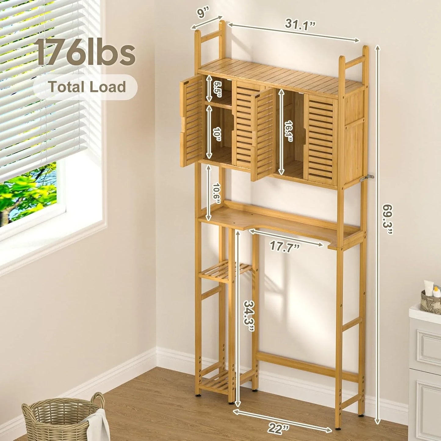 Modern style solid wood toilet storage cabinet