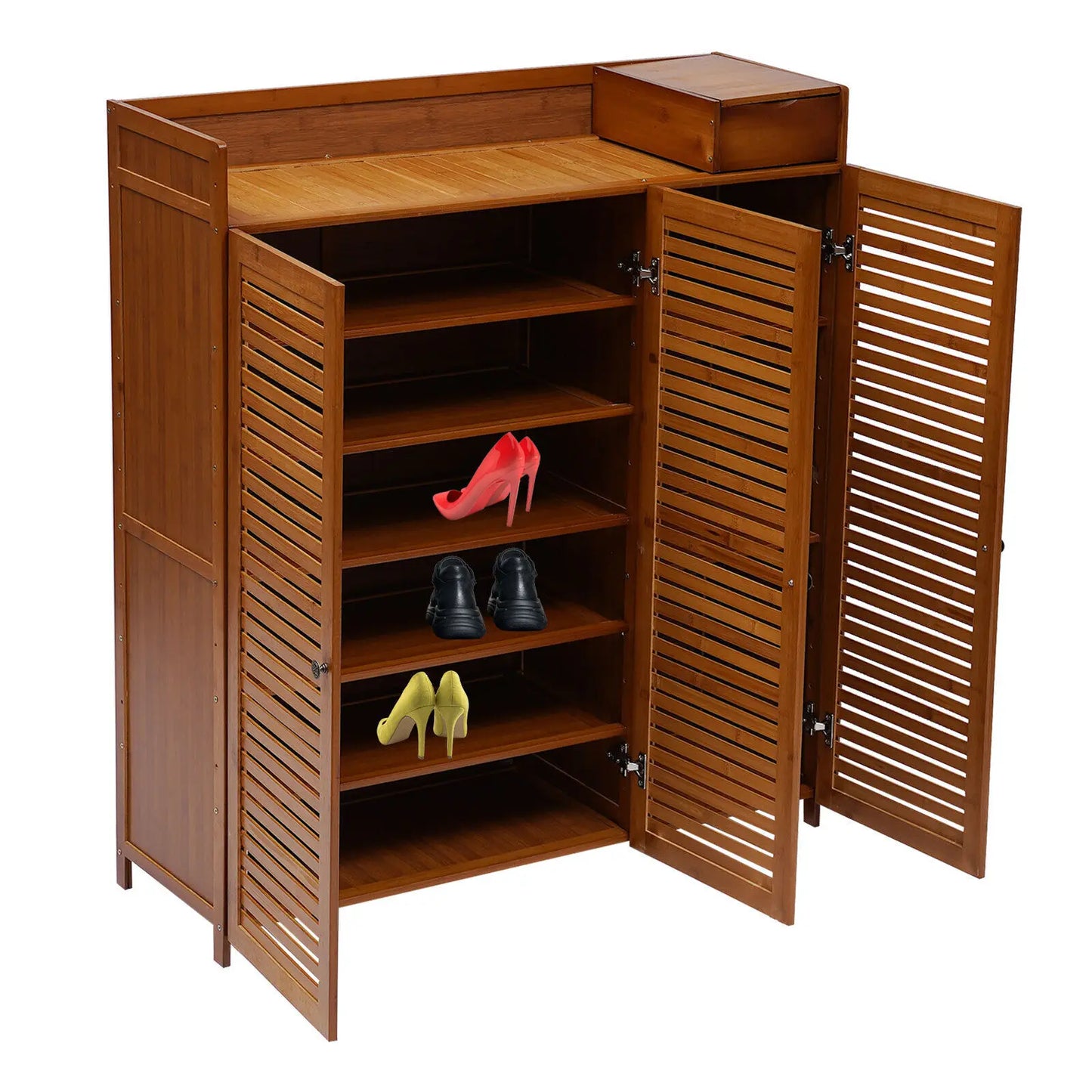 4-Tier Bamboo Shoe Rack Storage Organizer Cabinet
