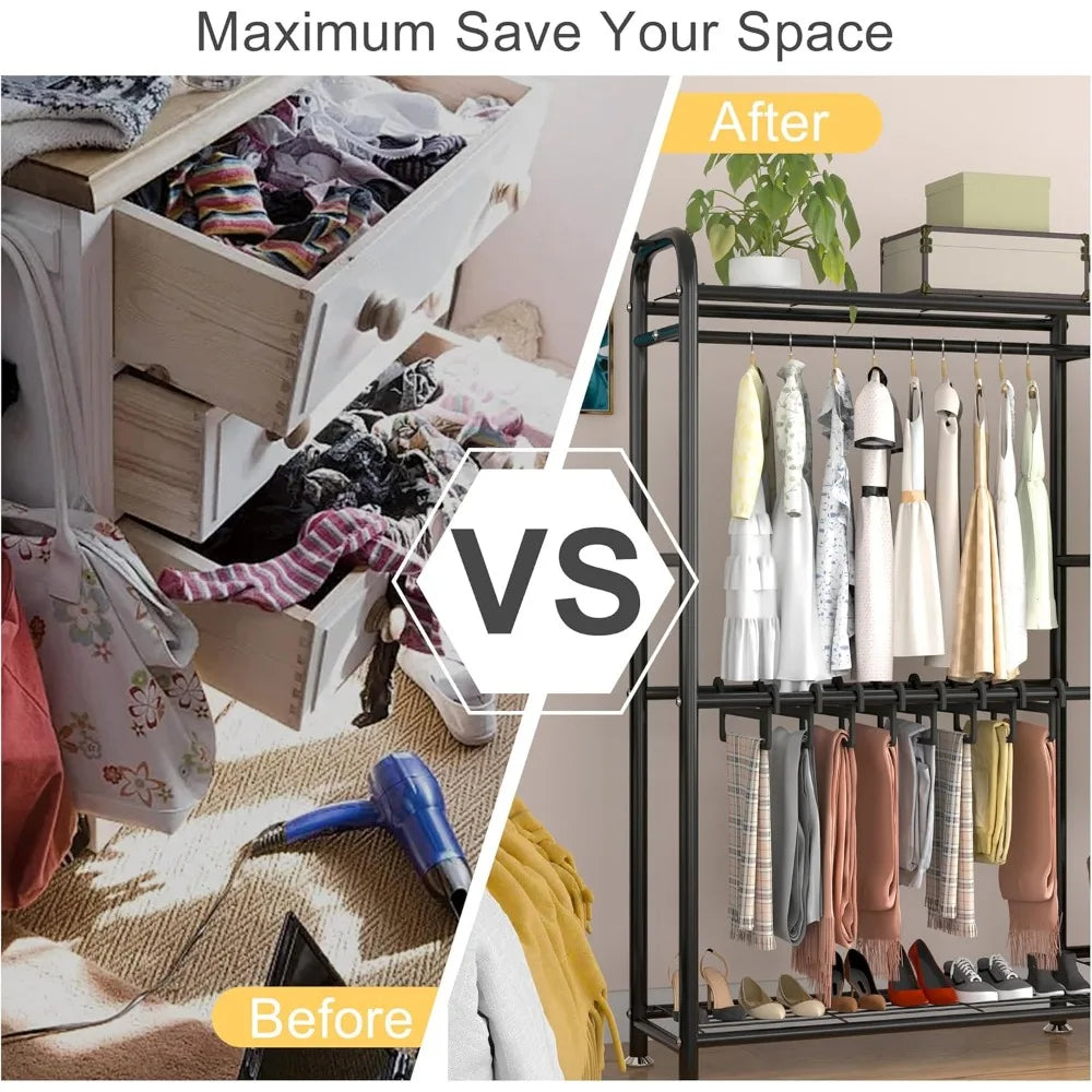 Portable Free Standing Closet Wardrobe  Garment Rack