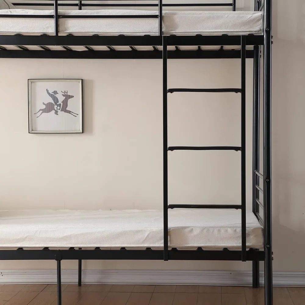 Metal Bunk Bed Twin Over Twin, High Guardrail