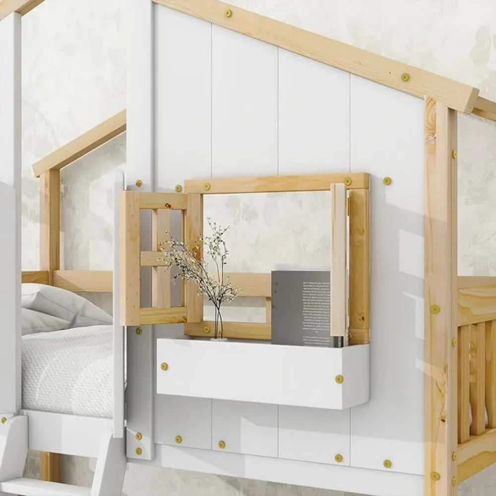 Wooden Bunk Bed Twin Over Twin House