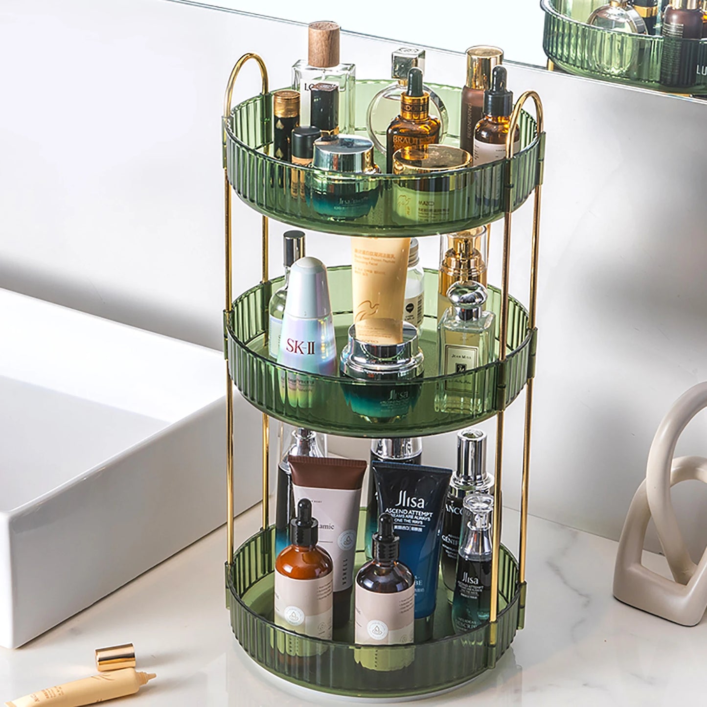 Rotating Makeup Organizer for Vanity-3 Tier
