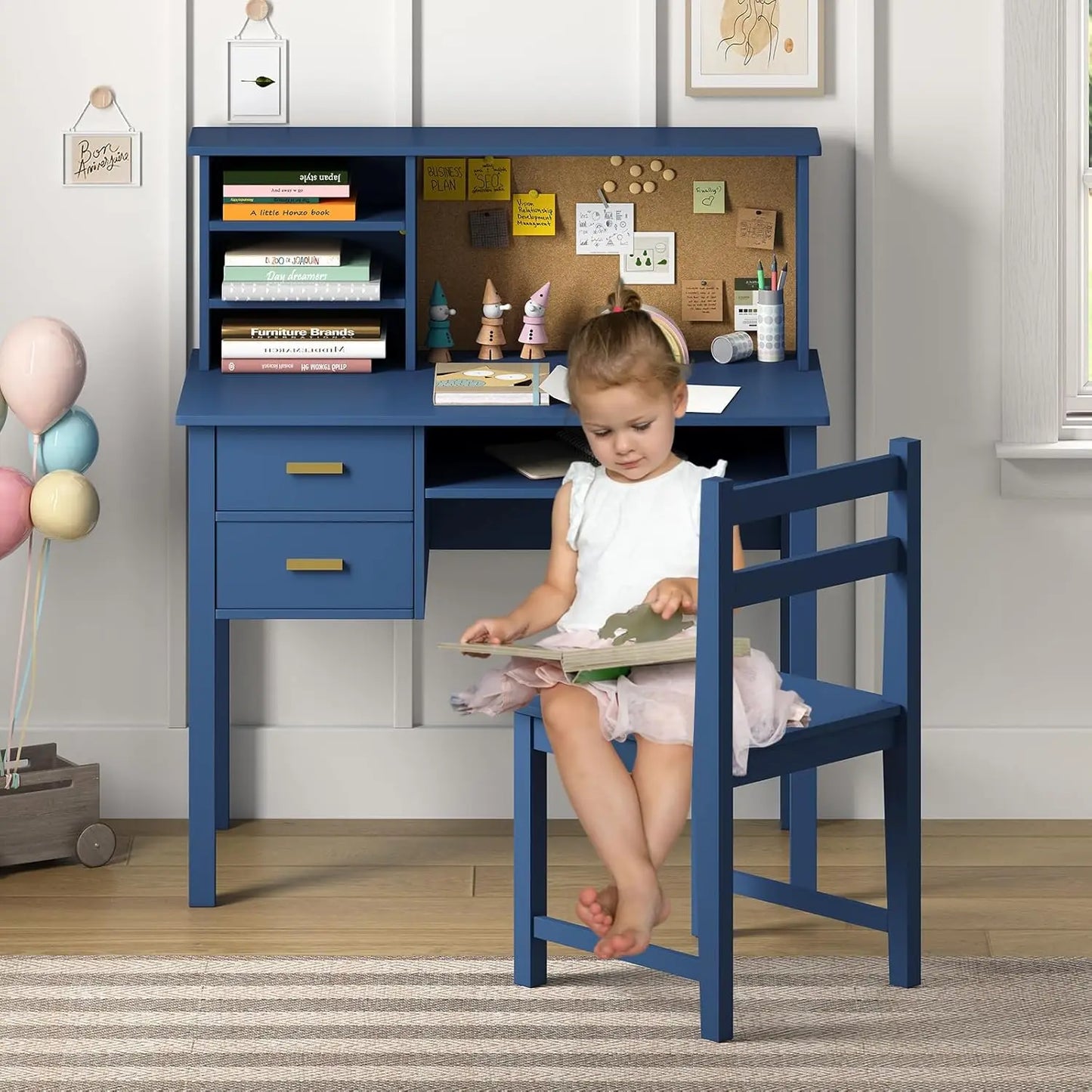 Kids Wooden Study Desk and Chair Set